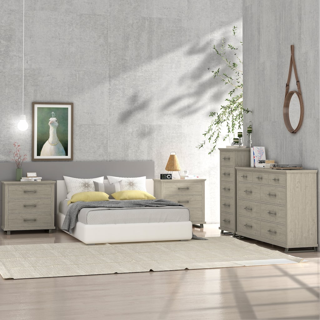 Farmhouse 4-Piece Bedroom Set - 2 Nightstand, 1 Chest and 1 Dresser