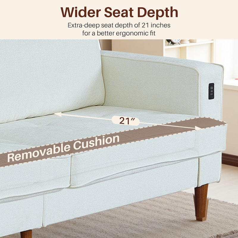 Modern 82.68 " Chenille Upholstered Sofa Loveseat Sofa with USB Ports for Living Space
