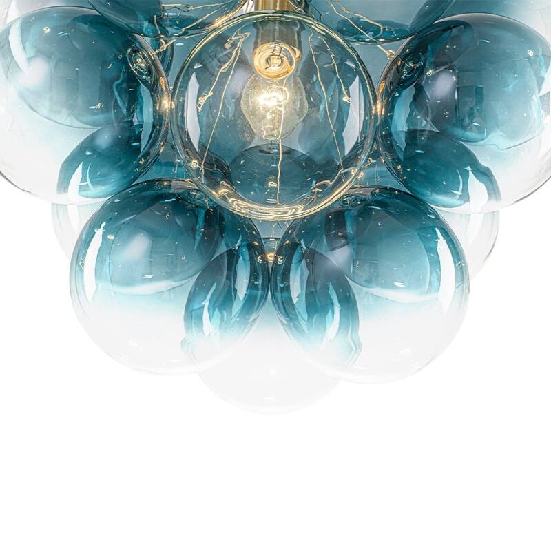Glam Single-light Dining Room Glass Globe Bubble Chandelier - 17.7 in