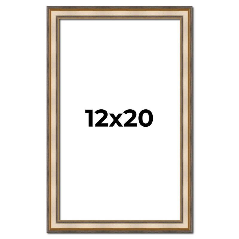 12x20 Frame Gold Solid Wood Shadow Box Width 1.5 Inches | Interior Frame Depth 2 3/8 Inches