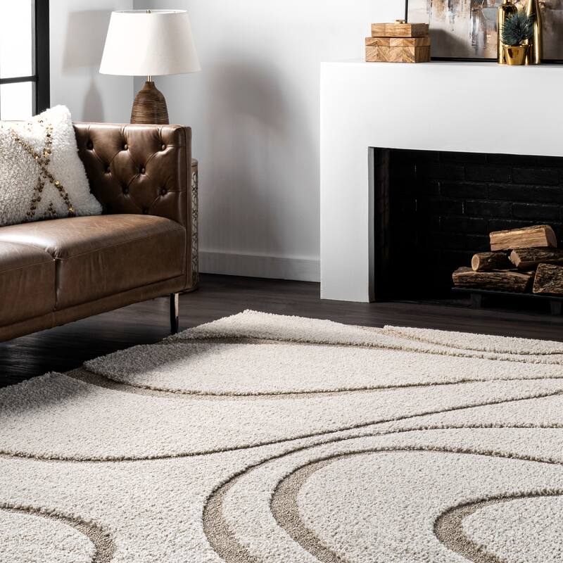 Brooklyn Rug Co Krista Contemporary Swirls Shag Area Rug