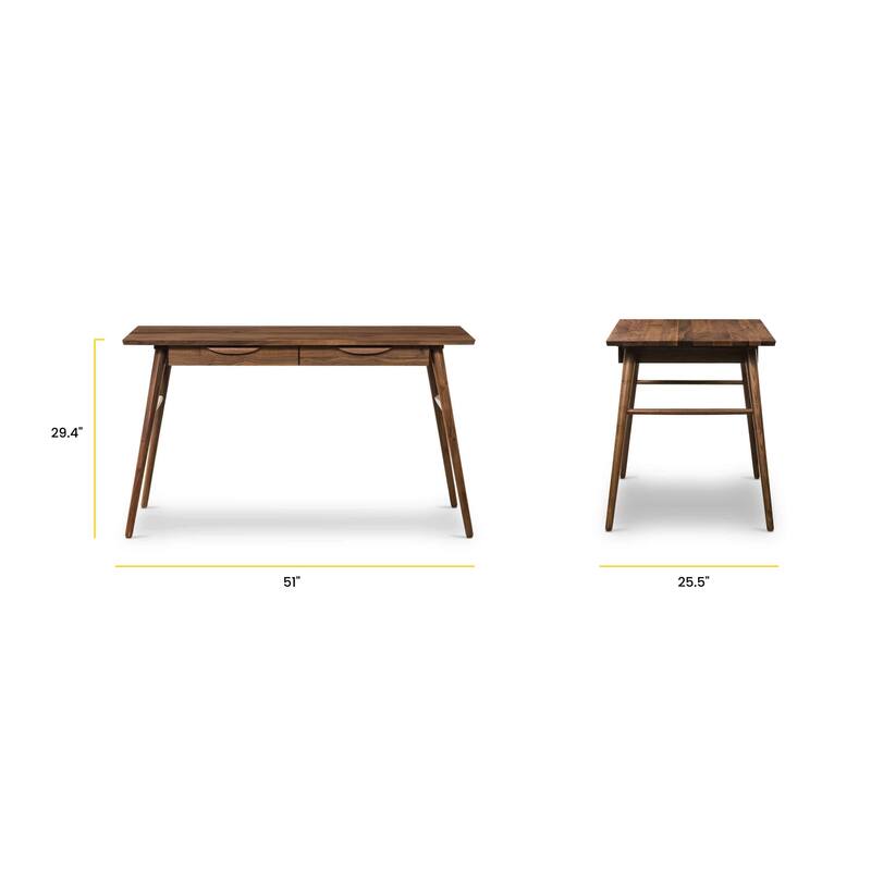 Poly & Bark Etta Office Desk - Solid Wood with Two Softclose Drawers