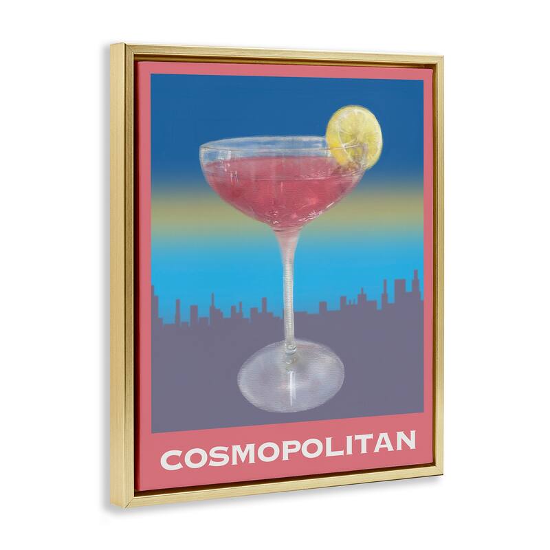 Stupell Cosmopolitan over Cityscape Framed Floater Canvas Wall Art Design By Matthew Piotrowicz
