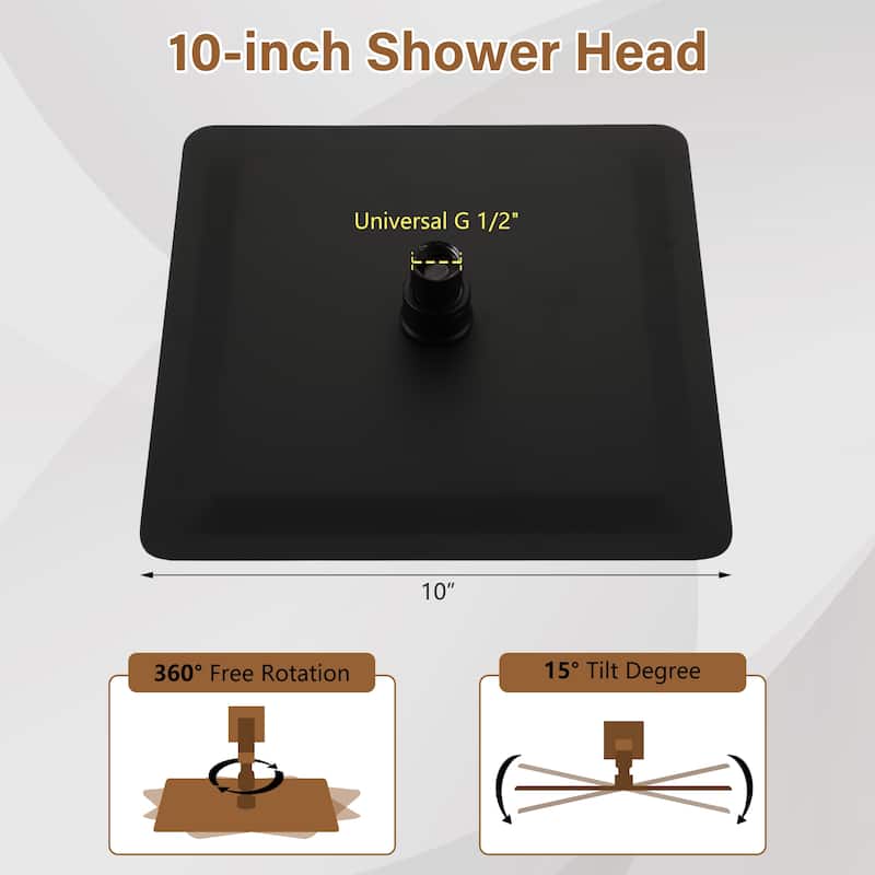 1-Spray Pattern with 2.5 GPM Square Ceiling Mount Rain Fixed Shower Head