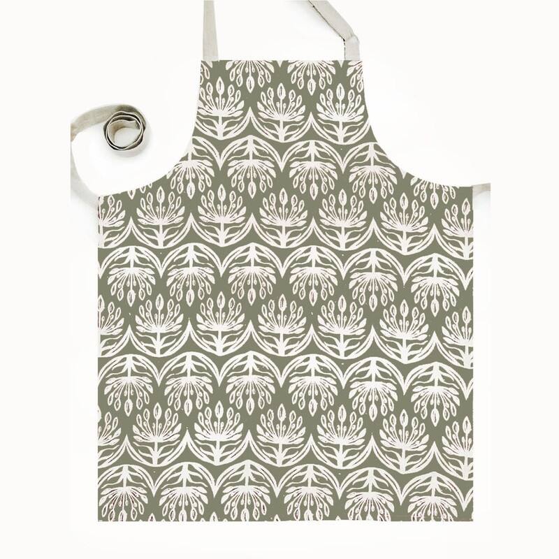 French Home Botanical Apron - Sage