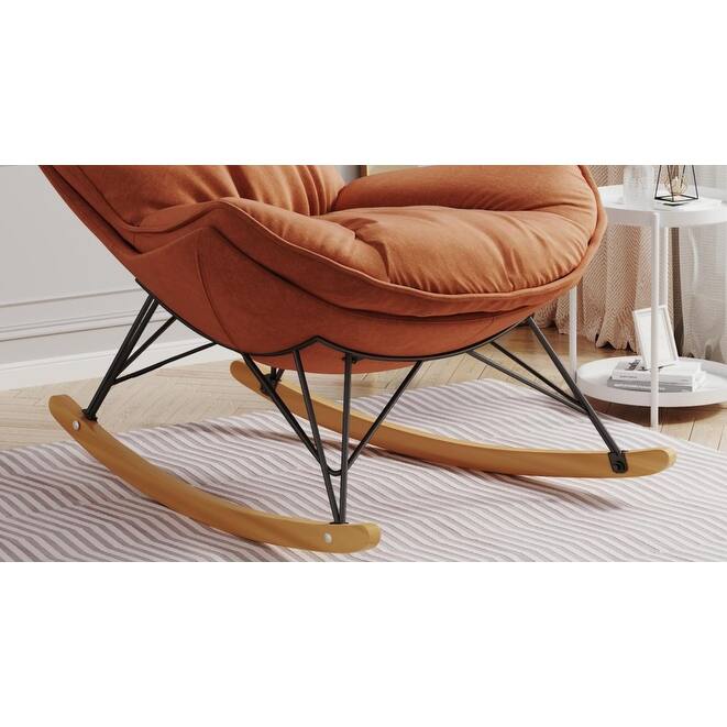 Velvet Rocking Chair with Removable Cushion and 300lb Capacity