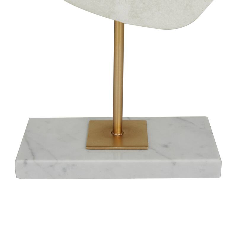 White Polystone Cut-Out Abstract Decorative Sculpture with Marble Stand