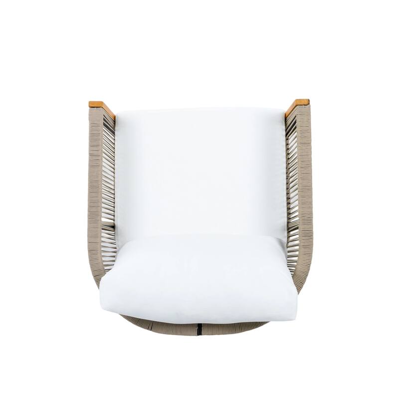 Christopher Knight Home - Modern 3-Piece Outdoor Natural Swivel Chair Set with Side Table