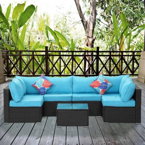 7-Piece Outdoor Patio Rattan Wicker Modular Sofa Sectional Set