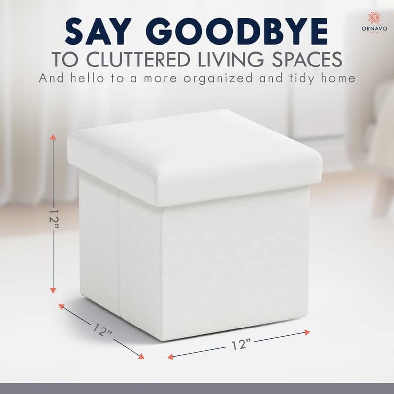 2 Pack Small Foldable Square Storage Ottoman Cube