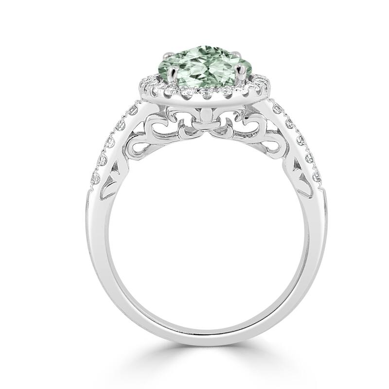 Auriya 1 3/4ct Oval Green Amethyst and Halo Diamond Engagement Ring 3/8ctw 14k Gold