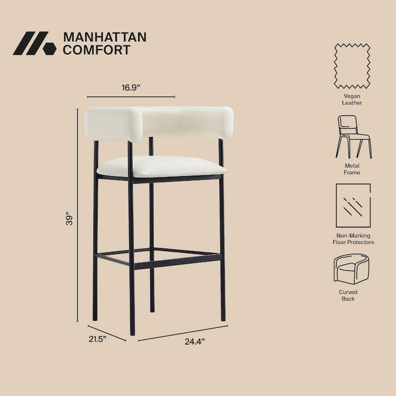 Onda Vegan Leather Metal Upholstered Barstool