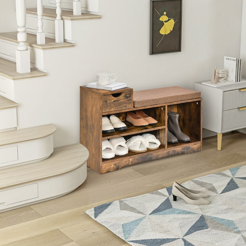 Costway 2-tier Shoe Bench Storage Shoe Rack Organizer Cabinet with - See Details