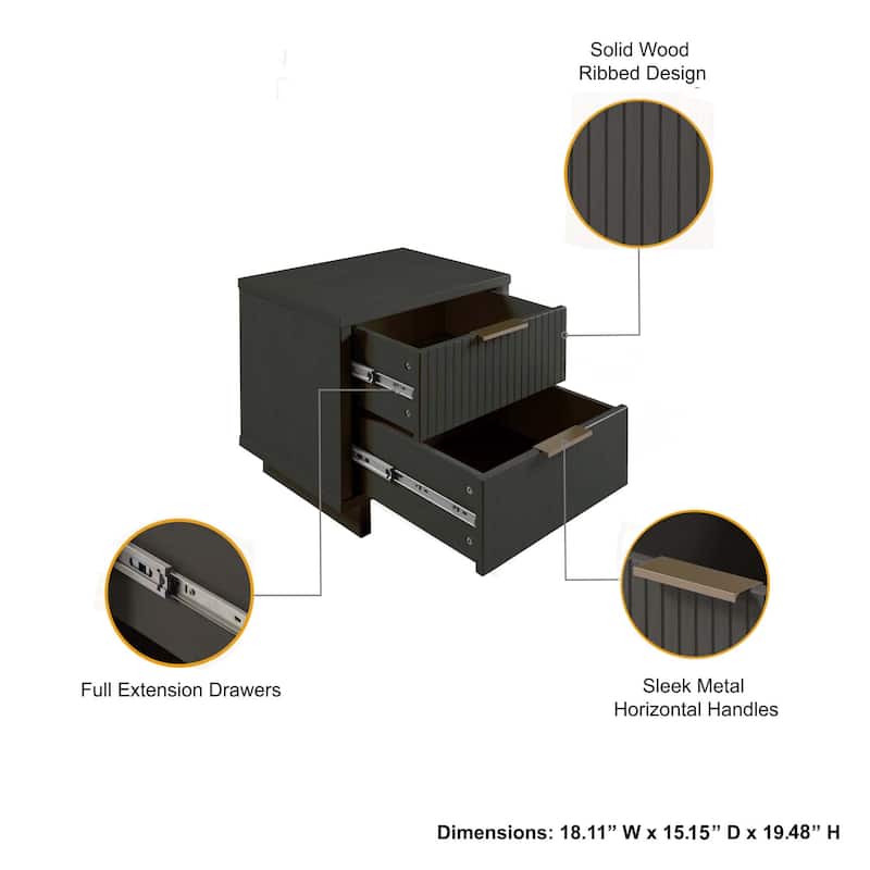 Manhattan Comfort 3-Piece Granville Modern Solid Wood Dresser Chest and Nighstand Set.