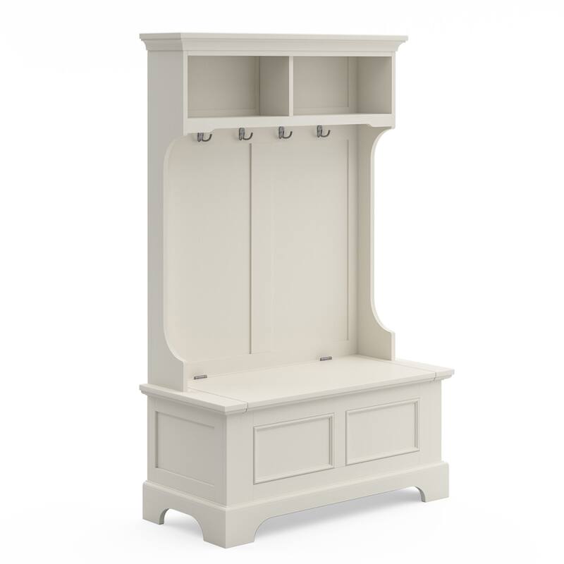 Homestyles Naples Off-White Wood Hall Tree - 40" x 19" x 64"