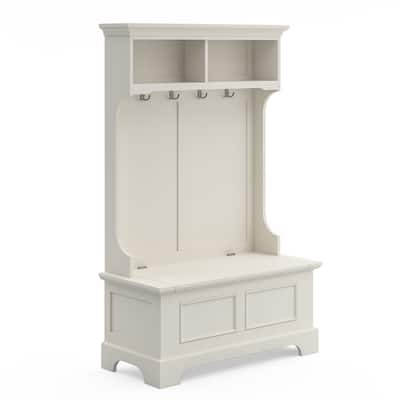 Homestyles Naples Off-White Wood Hall Tree - 40" x 19" x 64"