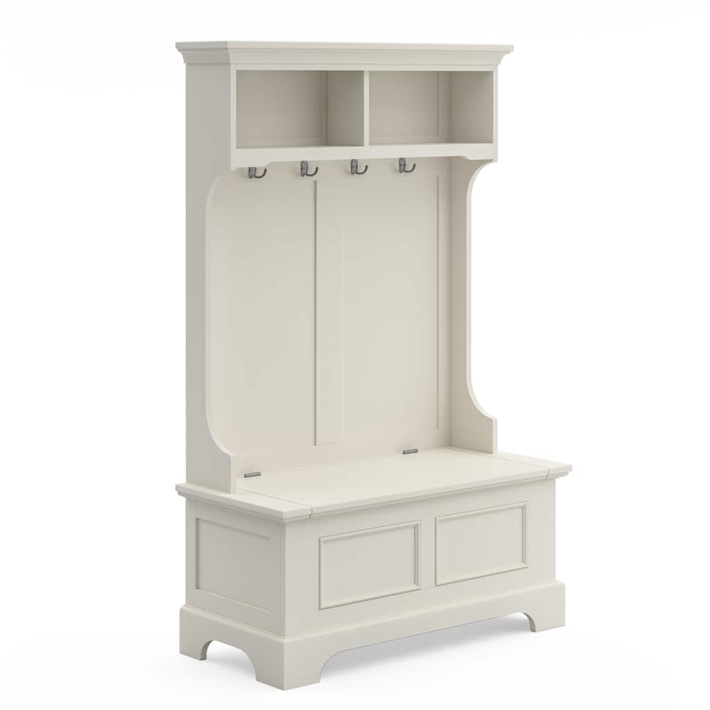 Homestyles Naples Off-White Wood Hall Tree - 40" x 19" x 64"