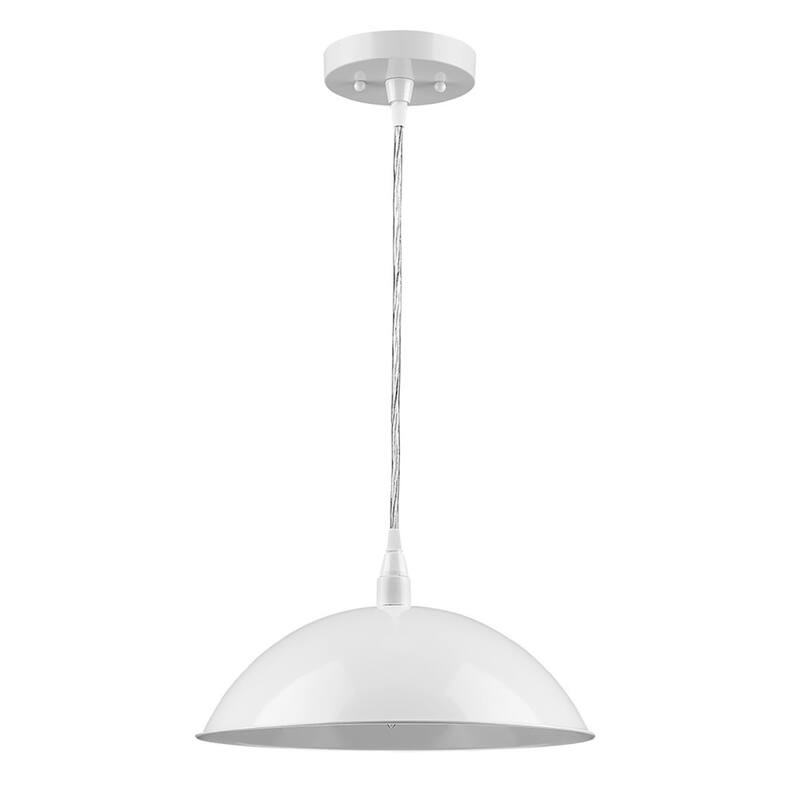 HomeRoots White Metal Hanging Light with Dome Shade - 12' X '5.5' X '12