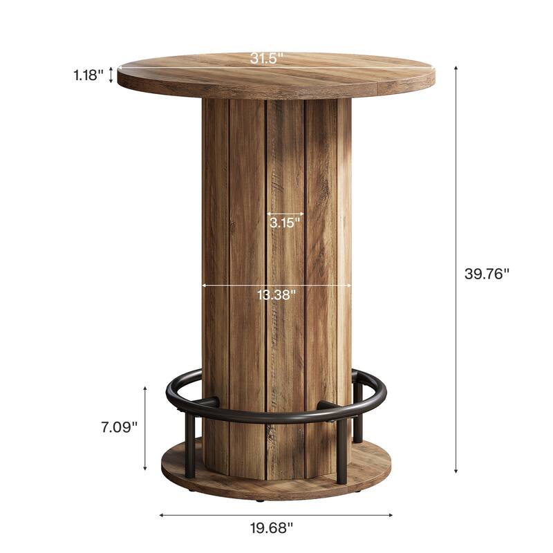Round Bar Table, 39.4" H Wood Bistro Pub Table