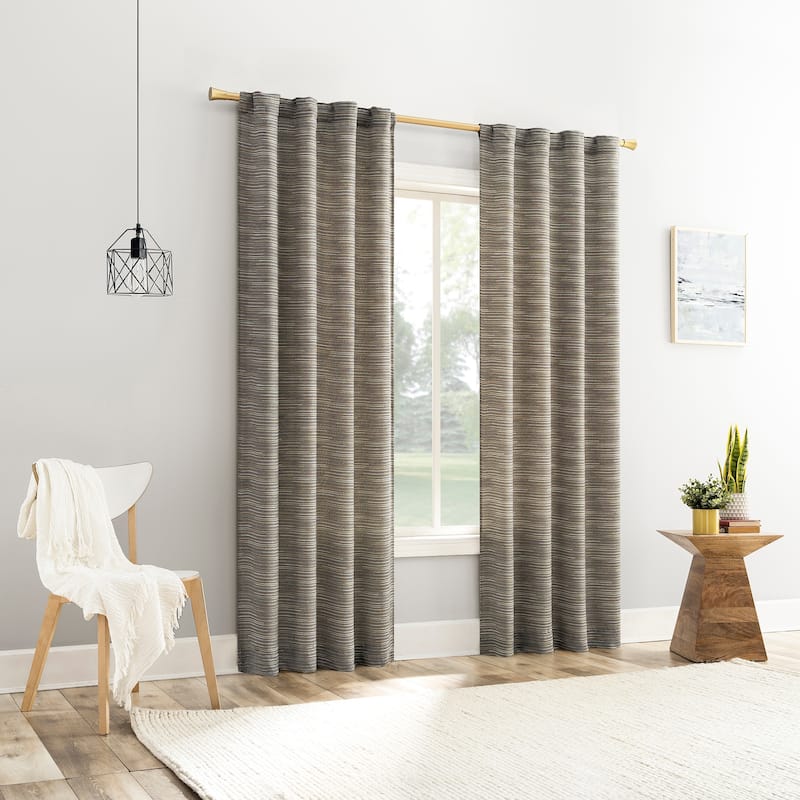 No. 918 Laurel Space Dyed Textured Semi-Sheer Back Tab 1-Piece Curtain Panel, Single Panel