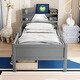 preview thumbnail 17 of 26, Wood Twin Size Platform Bed with LED Light, Multi-functional Headboard