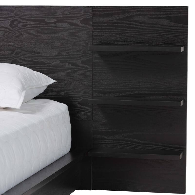 Elina Modern and Contemporary Platform Storage Bed with Shelves