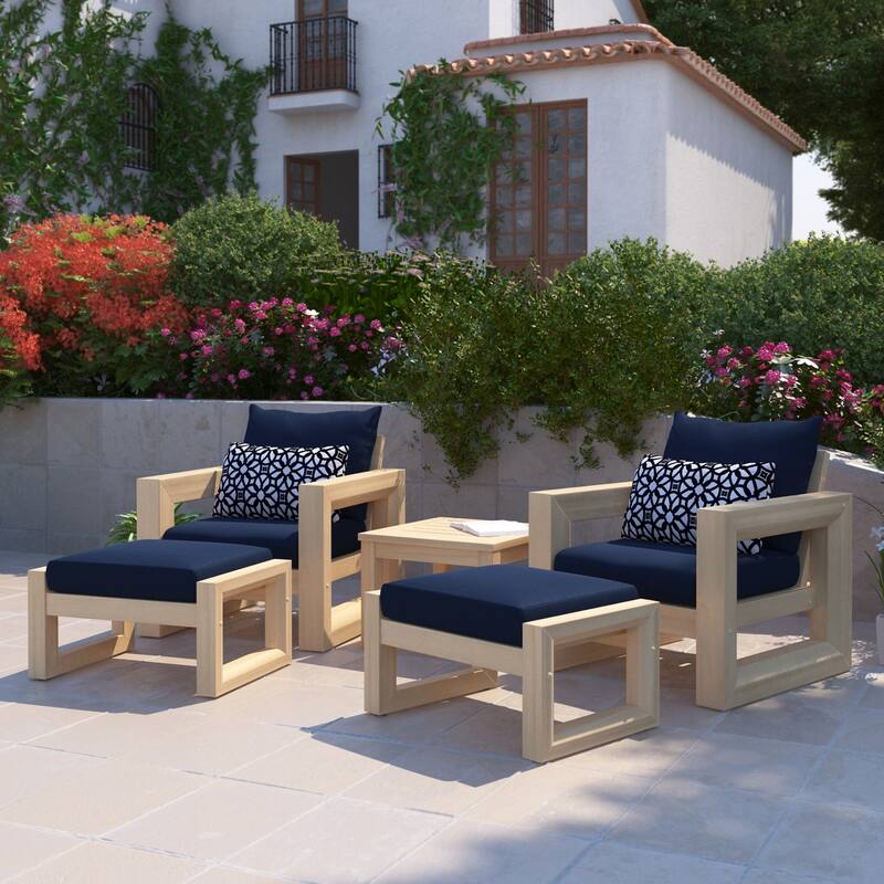 Benson 5 Piece Sunbrella Outdoor Patio Club Chair And Ottoman Set