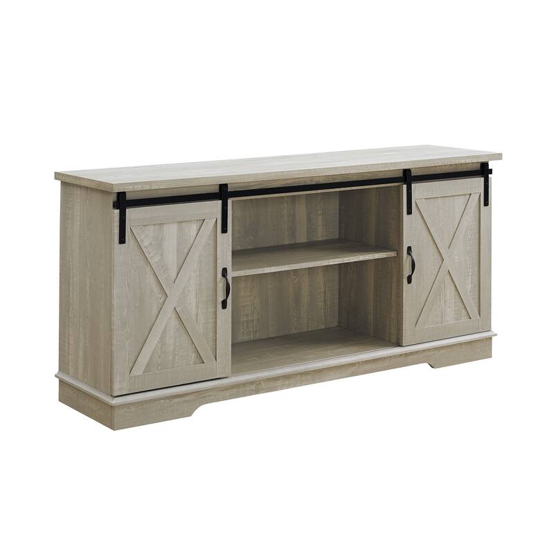 Farmhouse Sliding X Barn Door TV Stand for 65" TVs - 58" Rustic Console with Storage Solutions