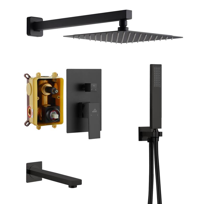 3 Function 10" Wall Mounted Dual Shower Heads Shower System With Tub Spout