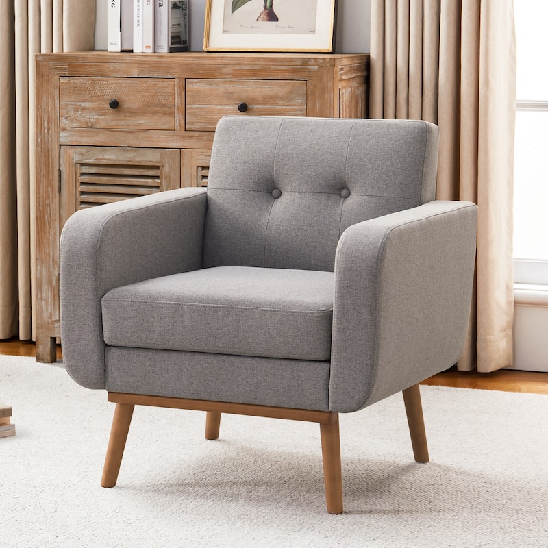 Tufted-Fabric-Upholstered-Accent Chair - 30.5" x 30" - DARK GREY