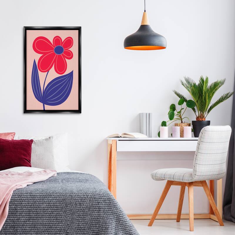 Stupell Playful Bold Red Daisy Framed Floater Canvas Wall Art Design By Martina Pavlova