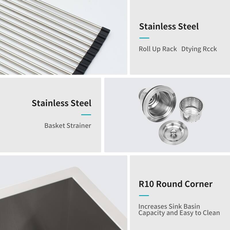 Undermount Double Bowl Kitchen Sink (50/50) with 9 Inch Deep Sink