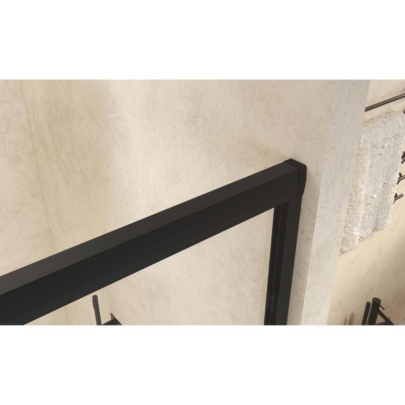 Aluminum Frame Double Sliding Shower Door, 1/4" Tempered Glass with Explosion-Proof Film & Stainless Steel Handle