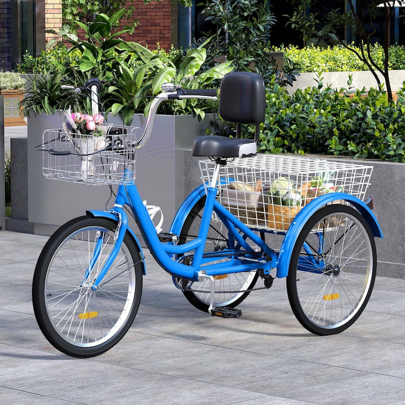 Adult Tricycle 3 Wheel Bikes 7 Speed Trike Bike - 26 - Blue