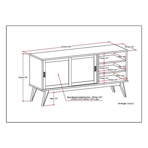 WYNDENHALL Tierney SOLID HARDWOOD 60 inch Wide Mid Century Modern TV