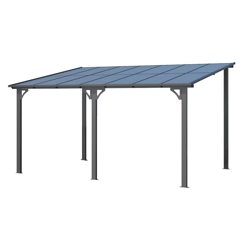 10X14Ft Outdoor Pergola Gazebo, Wall Mounted Lean to Awning Gazebo