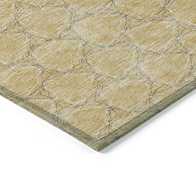Machine Washable Indoor/ Outdoor Abstract Trellis Chantille Rug