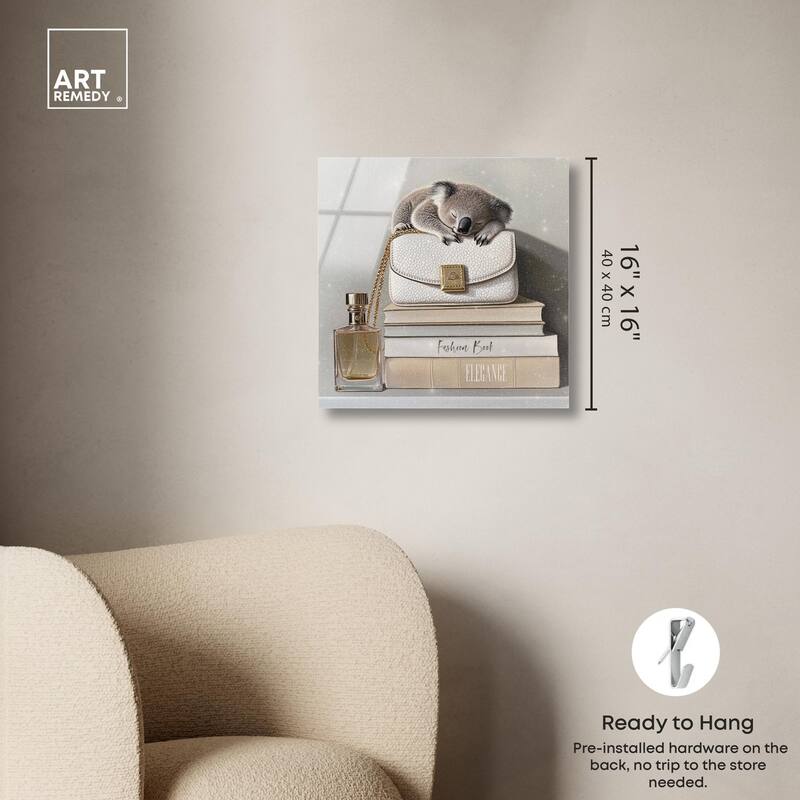 Koala on Fashion Books Acrylic by Art Remedy, Ready to Hang