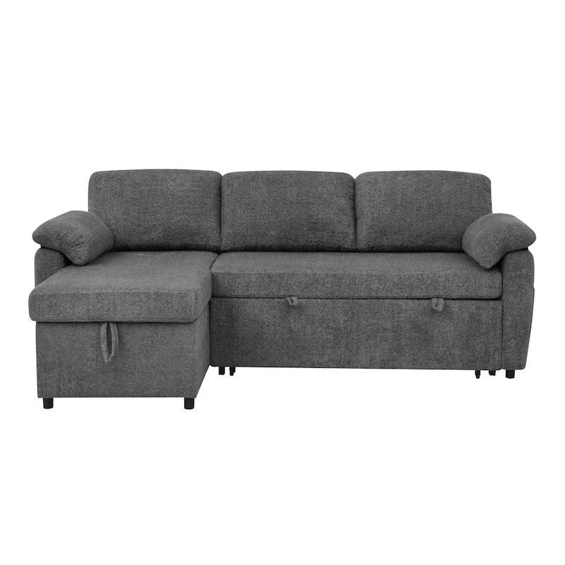 3 in 1 Convertible Sleeper Sofa Couch, 86.2 Inch L Shaped Sectional Sofa with Built In Storage Chaise and Pull Out Bed