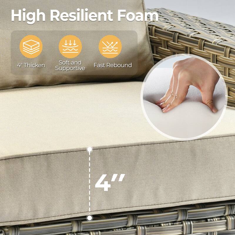 HOOOWOOO 9-piece Patio Wicker Sofa Swivel Chair Sectional Set