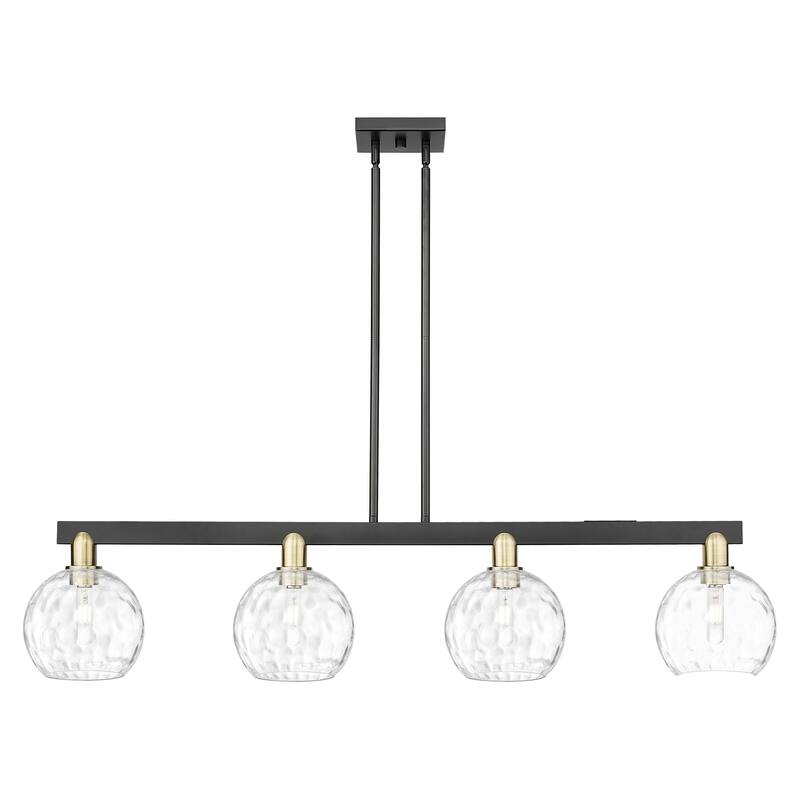 Innovations Lighting Endless Possibilities Arcadia - Athens Water Glass - 4 Light 51" Stem Hung Island Light - Black Antique Brass