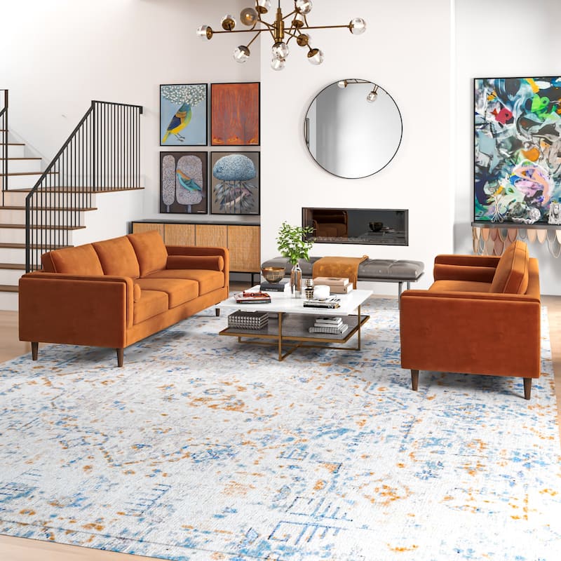 Fatih Mid Century Velvet Sofa Set