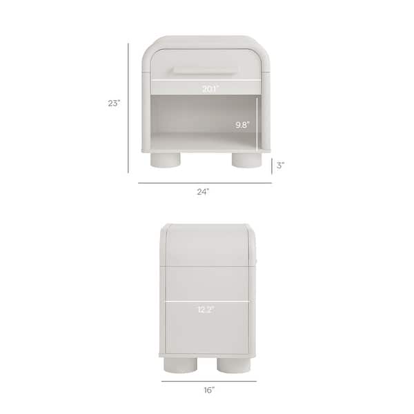 dimension image slide 1 of 2, Bellamy Curved 1-Drawer Nightstand