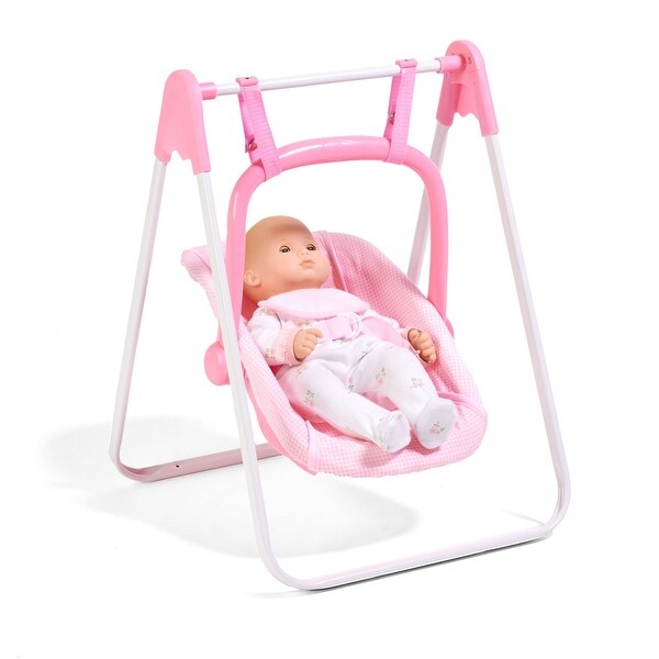 Badger Basket Doll Swing with Portable Carrier Seat - Pink/Gingham