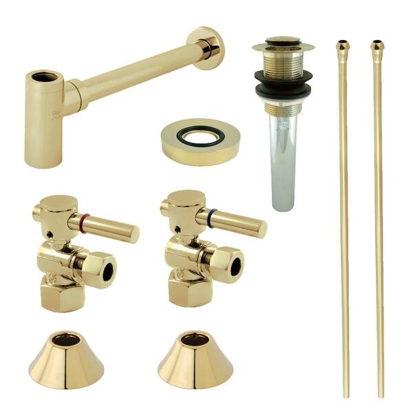 slide 2 of 4, Kingston Brass Trimscape 30" Wide Sink Trim Kit with Bottle Trap Polished Brass