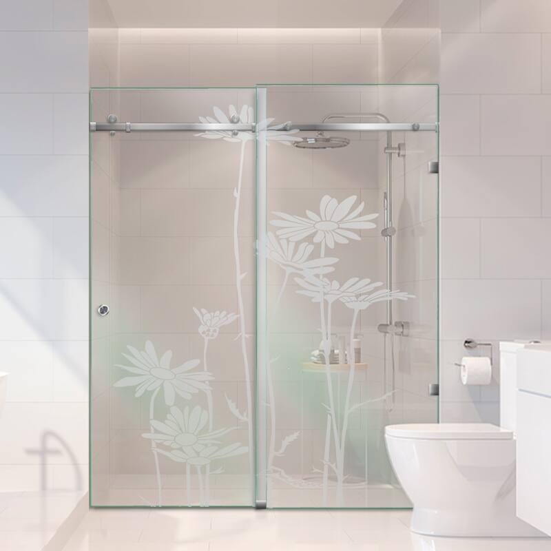 Frameless Sliding Glass Shower Door - 56"x80"-Left - Non-Private