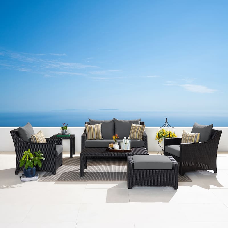 Deco 6 Piece Sunbrella Outdoor Patio Love and Club Seating Set