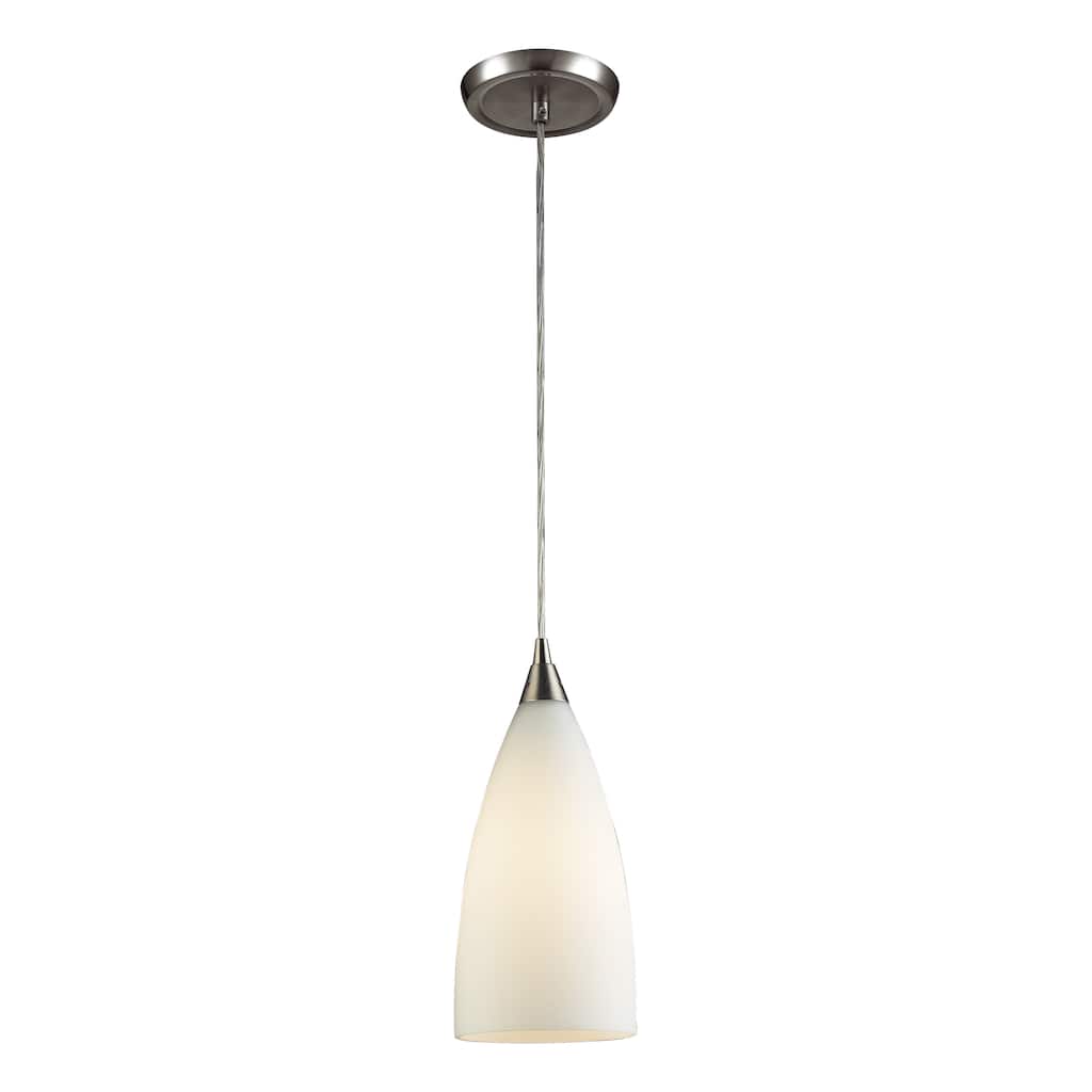 Vesta 5-inch Wide 1-Light Pendant in Satin Nickel - 5in W x 5in D x 12in H