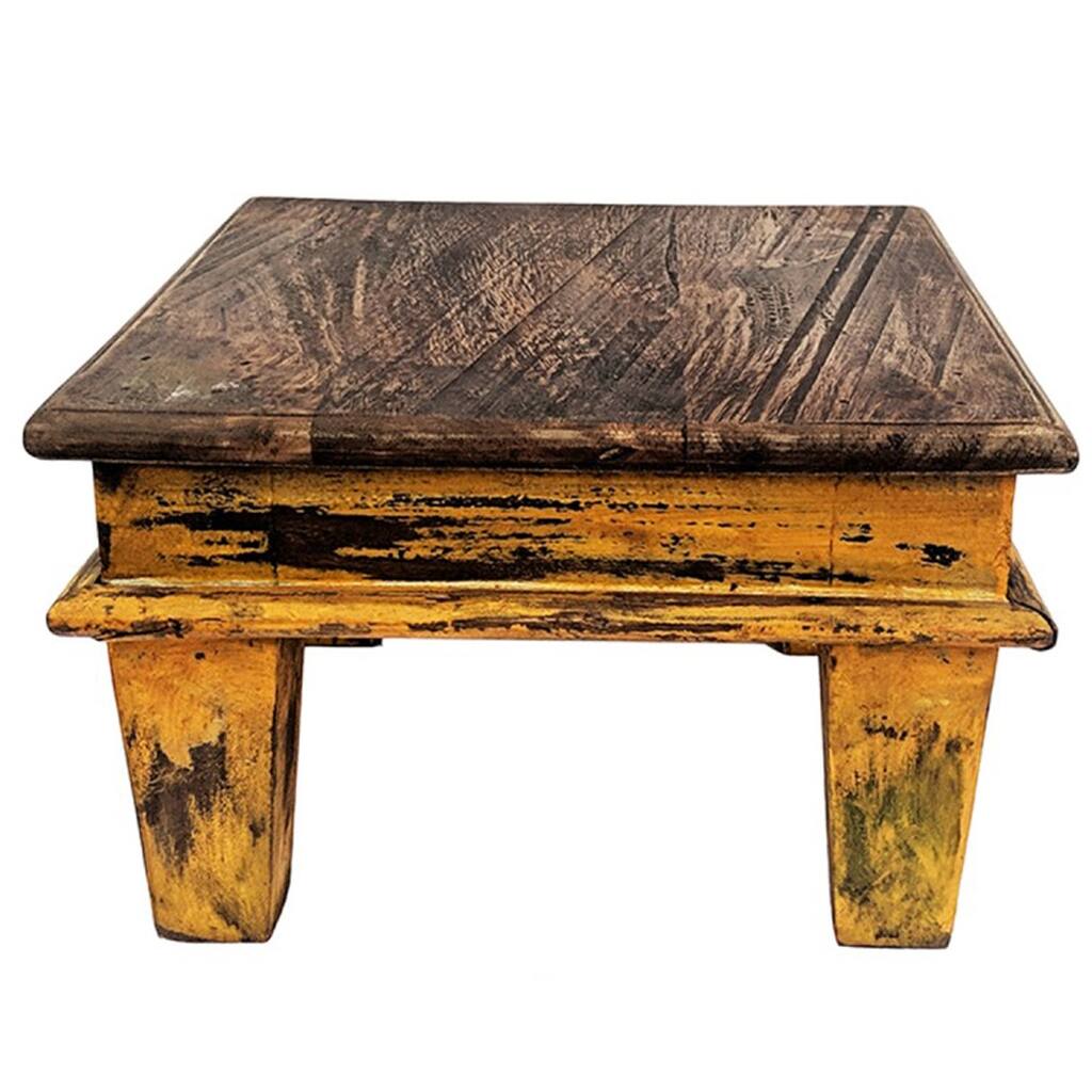 El Paso Import Handmade Vintage Square Indian Riser Table/Stool - 12