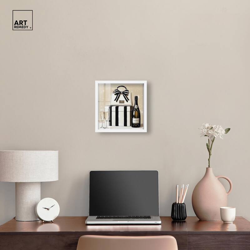Black and White Striped Glam Shadowbox by Art Remedy